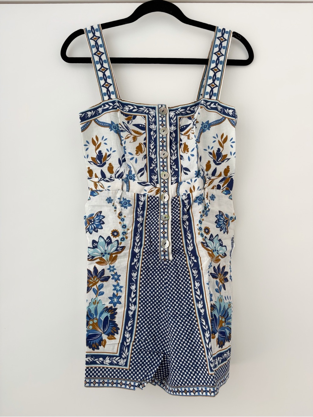 NWOT Farm Rio Off-White Ana Tapestry Lenzing™ Ecovero™ Euroflax™ Romper S - Picture 2 of 16